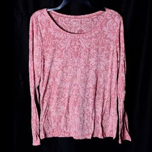 Loft patterned lightweight pink long sleeve shirt